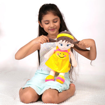 Mirada Cute Yellow Huggable Sunshine Girl Gudiya/Doll Soft Toy For Baby Girls/Kids | Stuffed Plush | Ideal Gift For Rakhi/Raksha