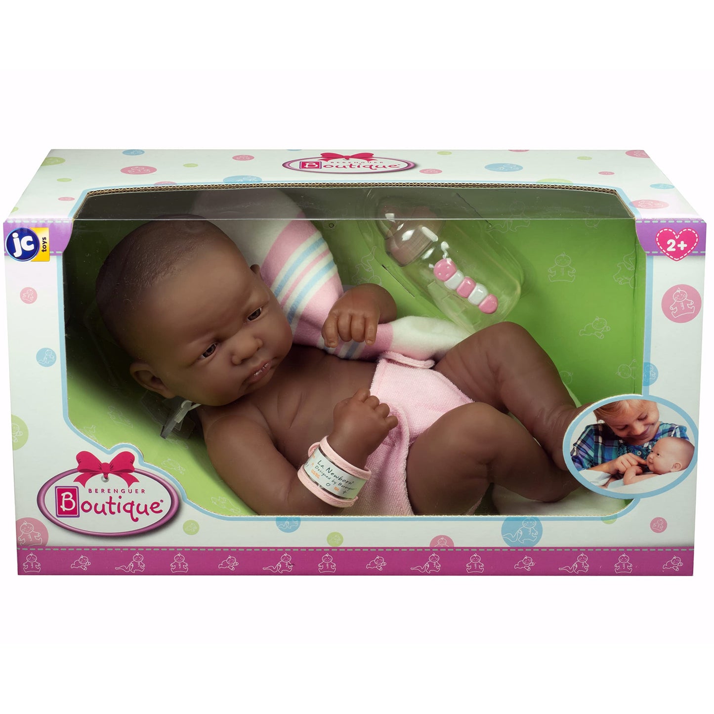 Jc Toys - La Newborn First Day African American| Anatomically Correct Real Girl Baby Doll | 14'' All-Vinyl | Made In Spain | Des
