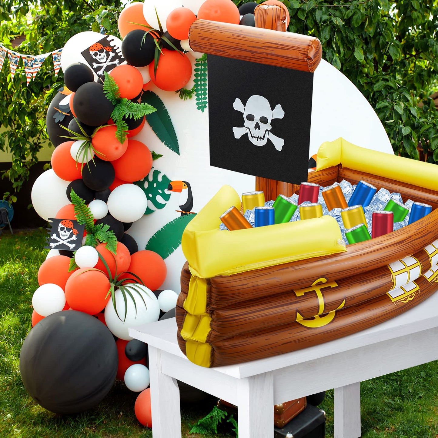 Inflatable Pirate Ship Cooler Halloween Inflatable Cooler For Halloween Birthday Party Decorations Pool Party Supplies Inflatabl