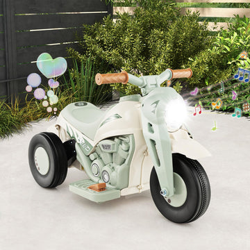 Costzon Kids Motorcycle, 6V Battery Powered Ride On Motorcycle With Bubble Maker, Music, Led Headlight, Forward & Backward, 3 Wheels Electric Motorcycle For Kids, Gift For Boys & Girls (Beige)