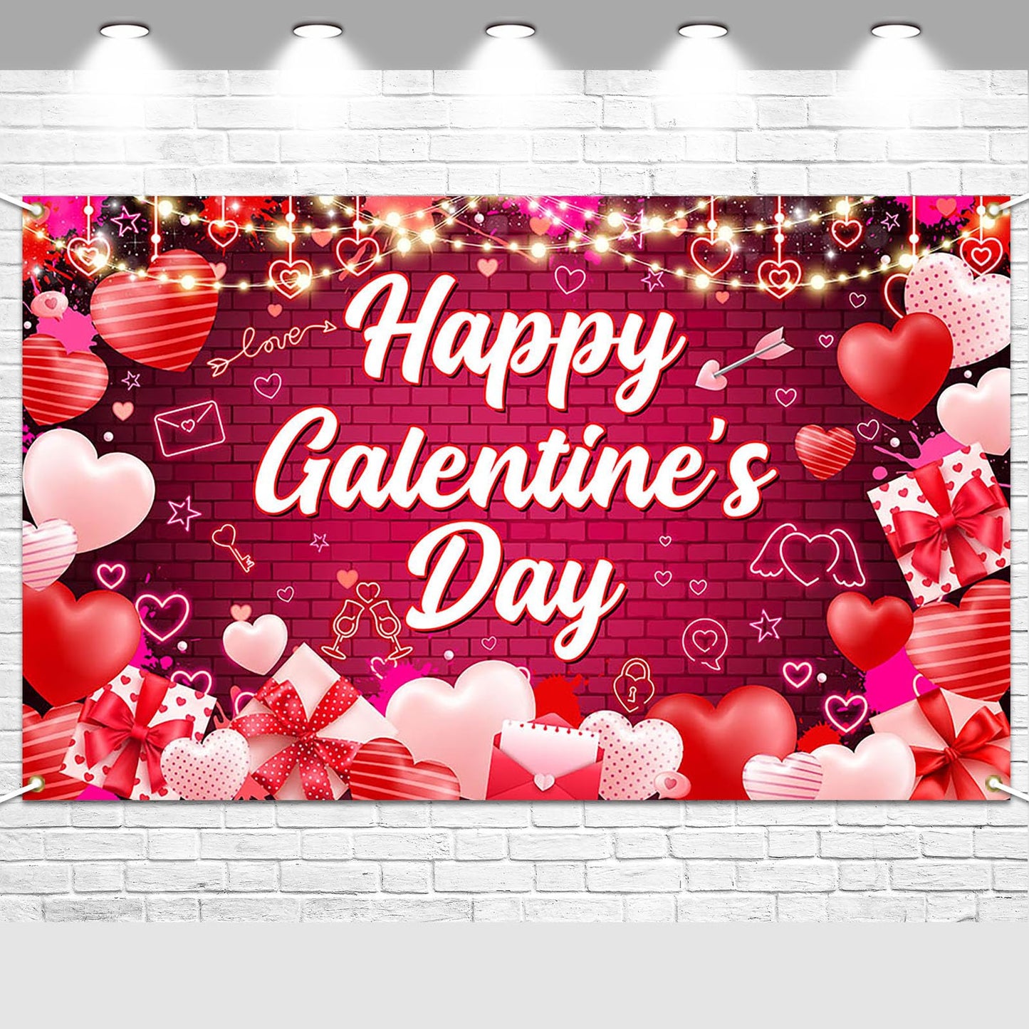 Avezano Galentines Day Decorations Happy Galentines Day Banner Backdrop 6x3.6 ft Love Heart 13 February Party Decor for Girls