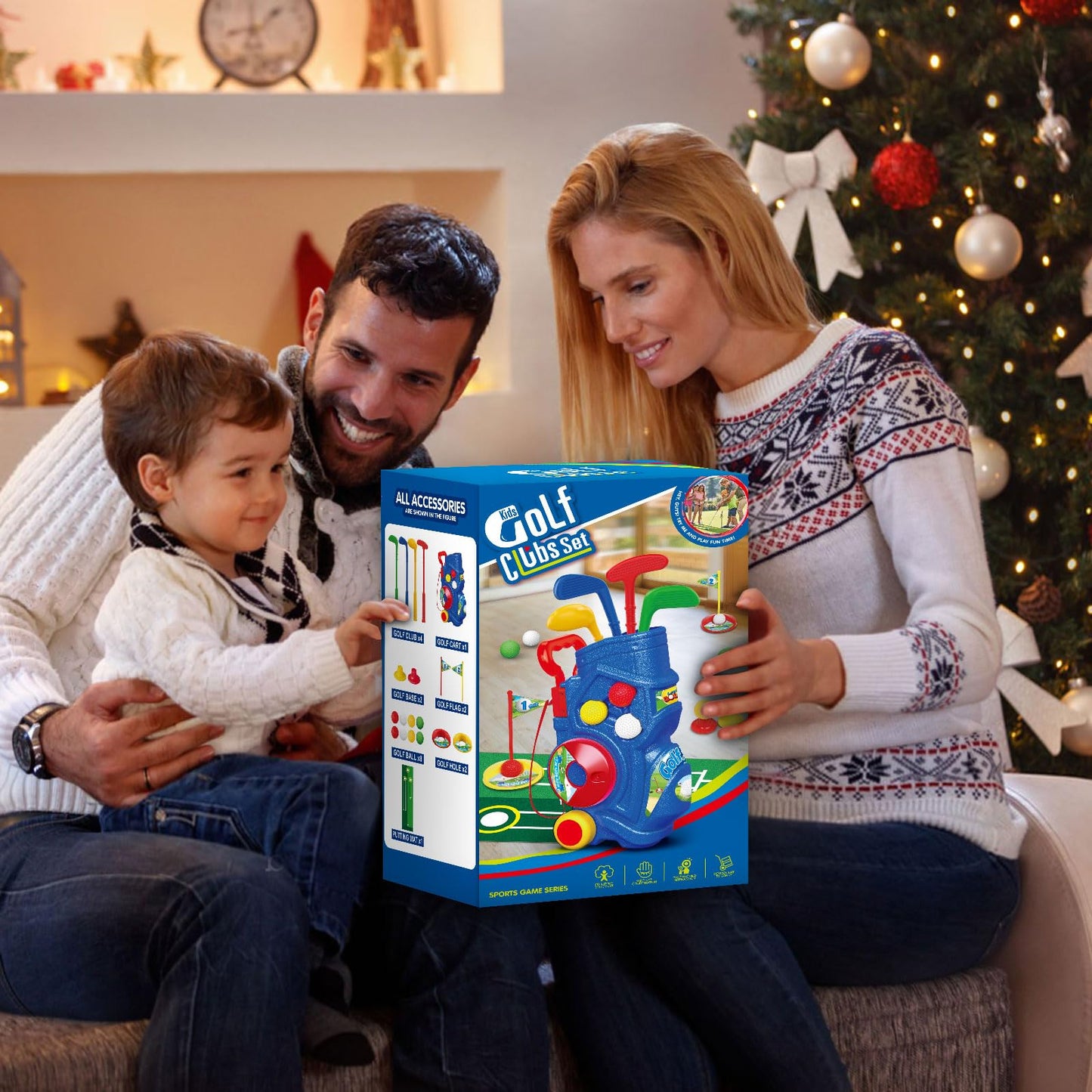 Letapapa Toddler Golf Set, Kids Golf Clubs With Putting Mat, Toys For Boys 3 4 5+ Years Old, Sports Golf Toys With 4 Clubs, 8 Balls, 2 Practice Holes, Shoulder Strap, 20 Pcs, Blue (Le-W-Golf-Boy)