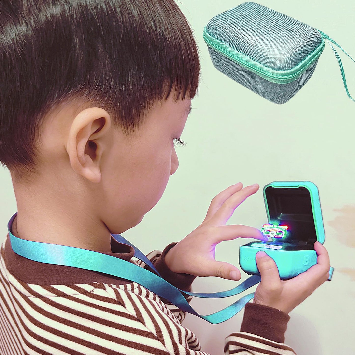 Jchpine Hard Carrying Case And Silicone Cover For Bitzee Interactive Toy Digital Pet, Protective Case For Bitzee Virtual Electronic Pets Accessories (For Original 15 Animals) (Teal)