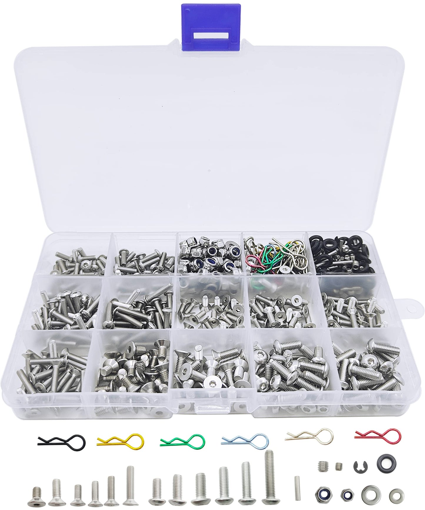 HOPLEX 710pcs Universal RC Screw Kit 304 Stainless Steel Screws Assortment Set, Hardware Fasteners for Traxxas Axial Redcat HPI