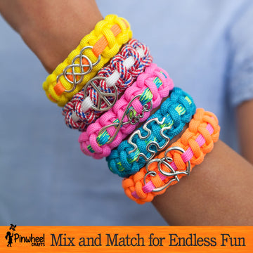 Pinwheel Crafts Paracord Bracelet Kit - DIY Kids Crafts, Paracord Bracelet w/Sturdy Buckle & Paracord 550 Cord - 8 Colorful Frie