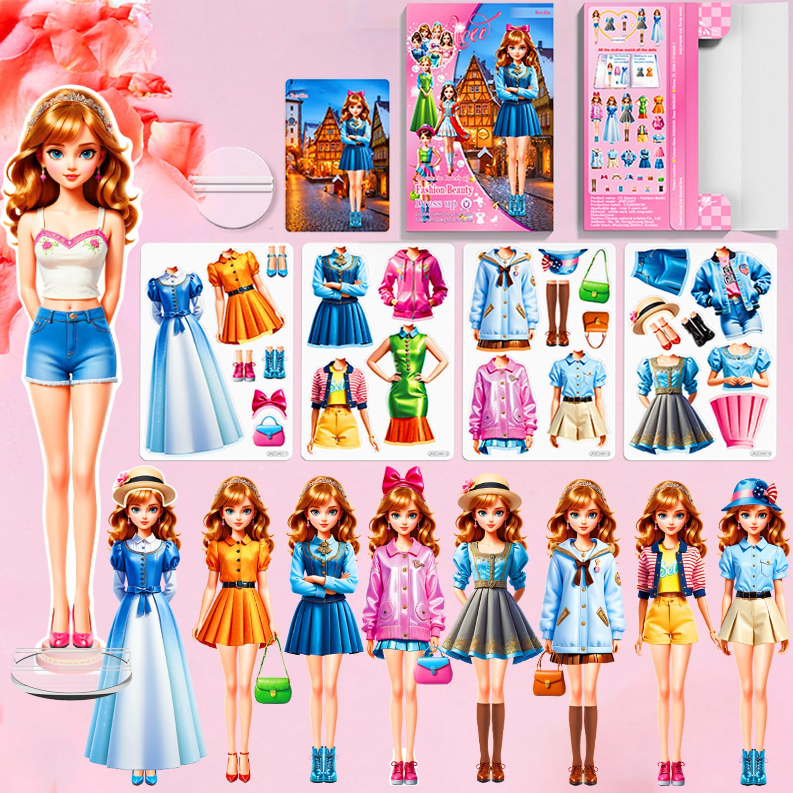 Magnetic Dress Up Doll,Magnet Paper Dolls Magnet Princess Dress Up Dolls for Girl Kid Toddler Travel Activities Road Trip Car Ri