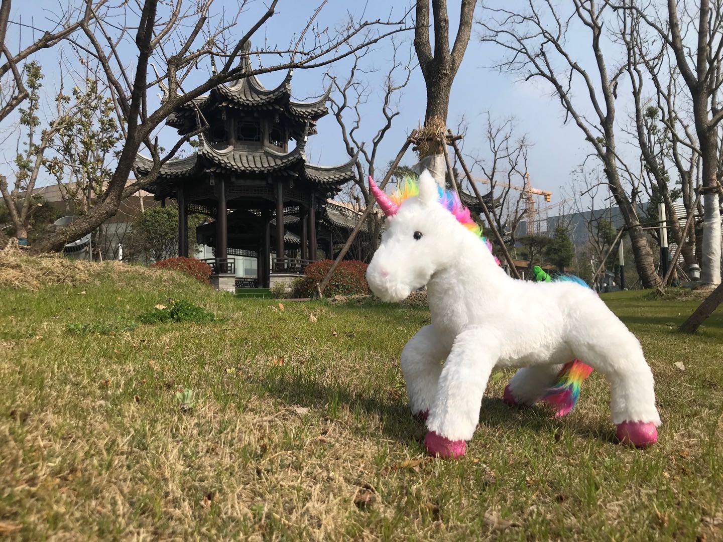 Plushland Fluffy Plush Rainbow Unicorn Stuffed Animal Toy 14 Inches - Cuddly Autism Adhd Soft Magical Gifts Present Birthday Love Girlfriend Pal Buddies Friendship