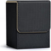 Zlca Card Deck Box For Trading Cards, Mtg Yugioh Deck Case Holds 100+ Single Sleeved Cards, Pu Leather Magnetic Card Storage Box Fits For Tcg Ccg Magic Game Cards (Black& Gold)