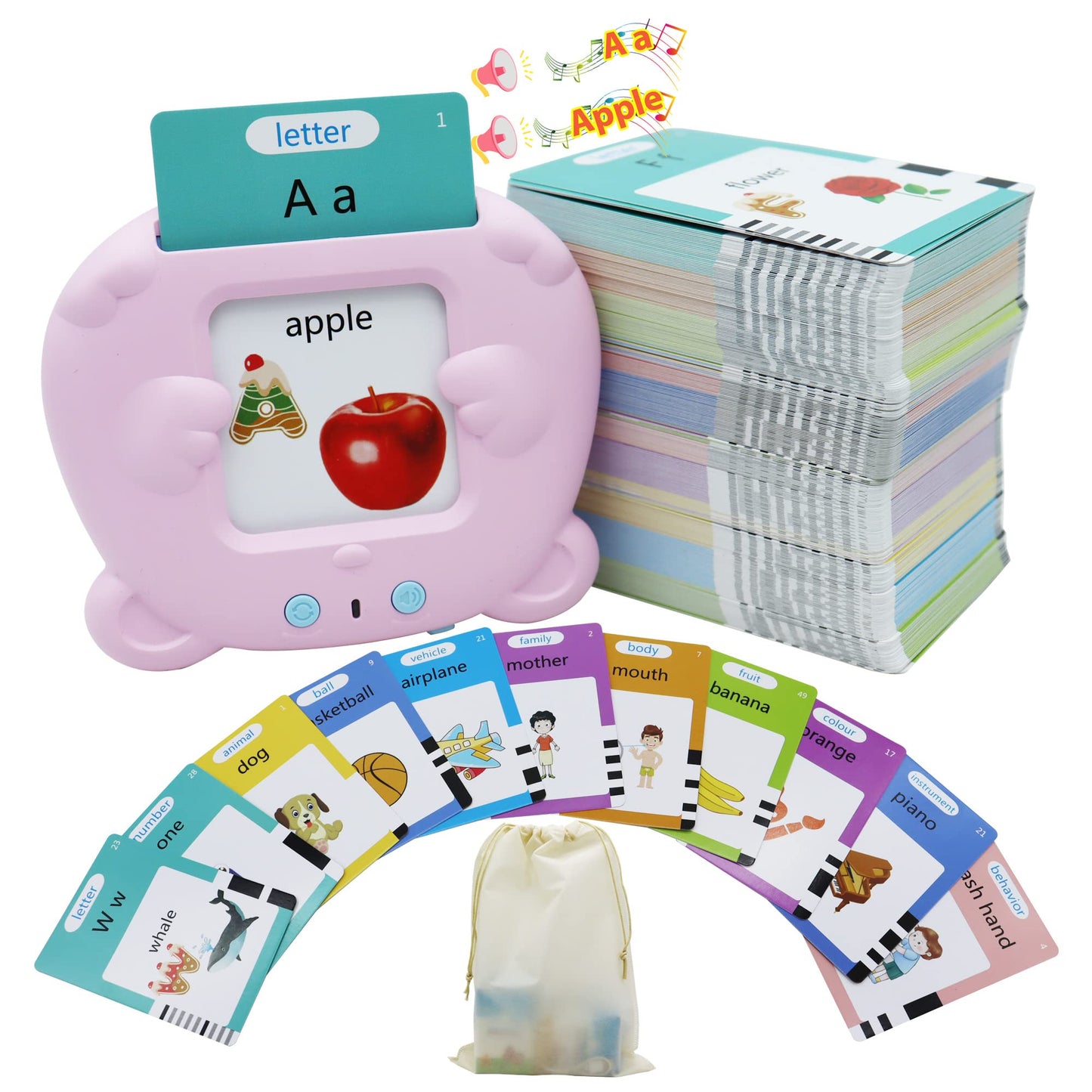 Mayaphilos 510 Words Alphabet Talking Flash Cards For 3-8 Years Toddlers, Educational Learning Interactive Toy For Boys Girls Ki
