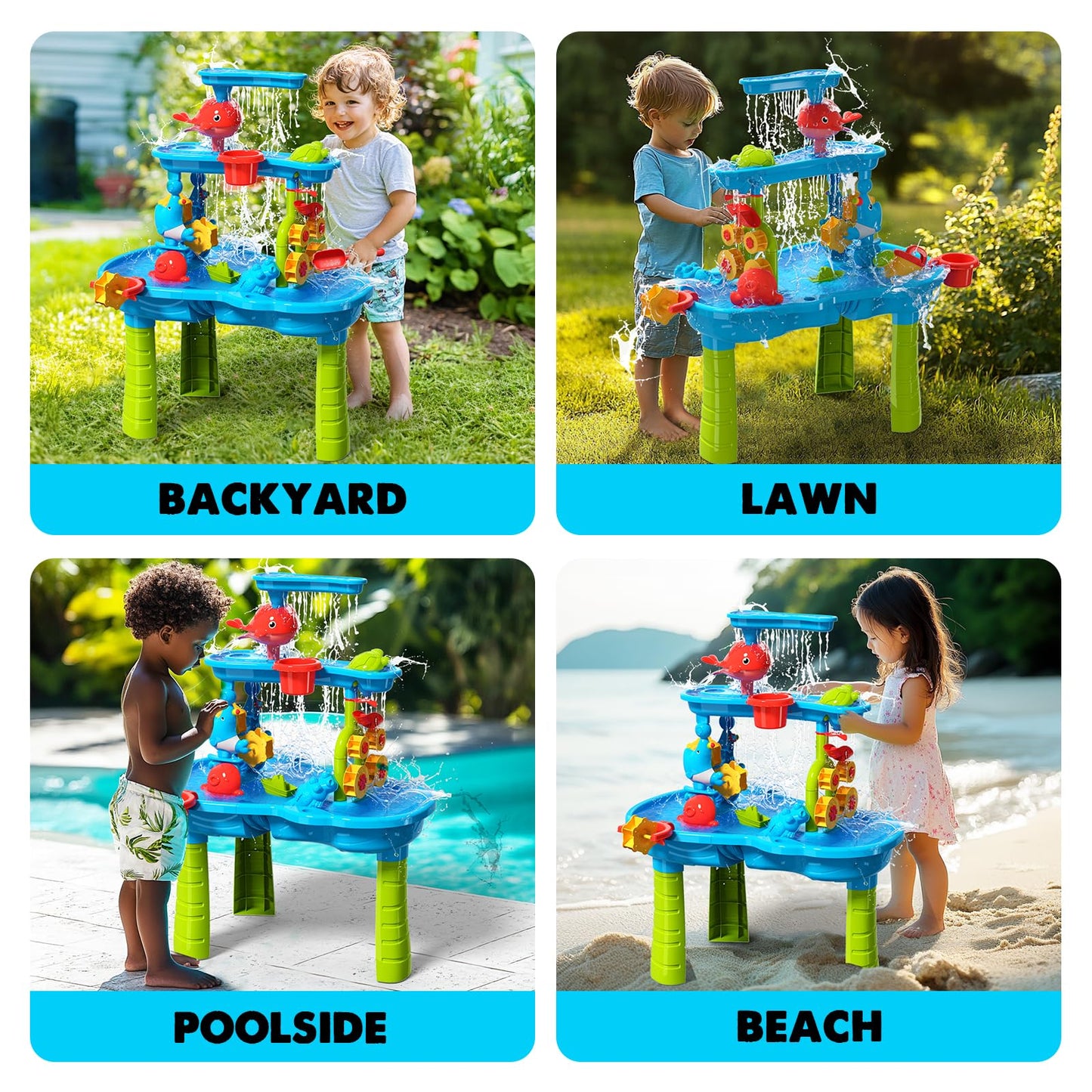 Cozybombwater Table For Toddlers 3-5 | Outdoor Toys Water Play Table, Magnetic Fishing Toy Game Set, Summer Splash Pond Showers