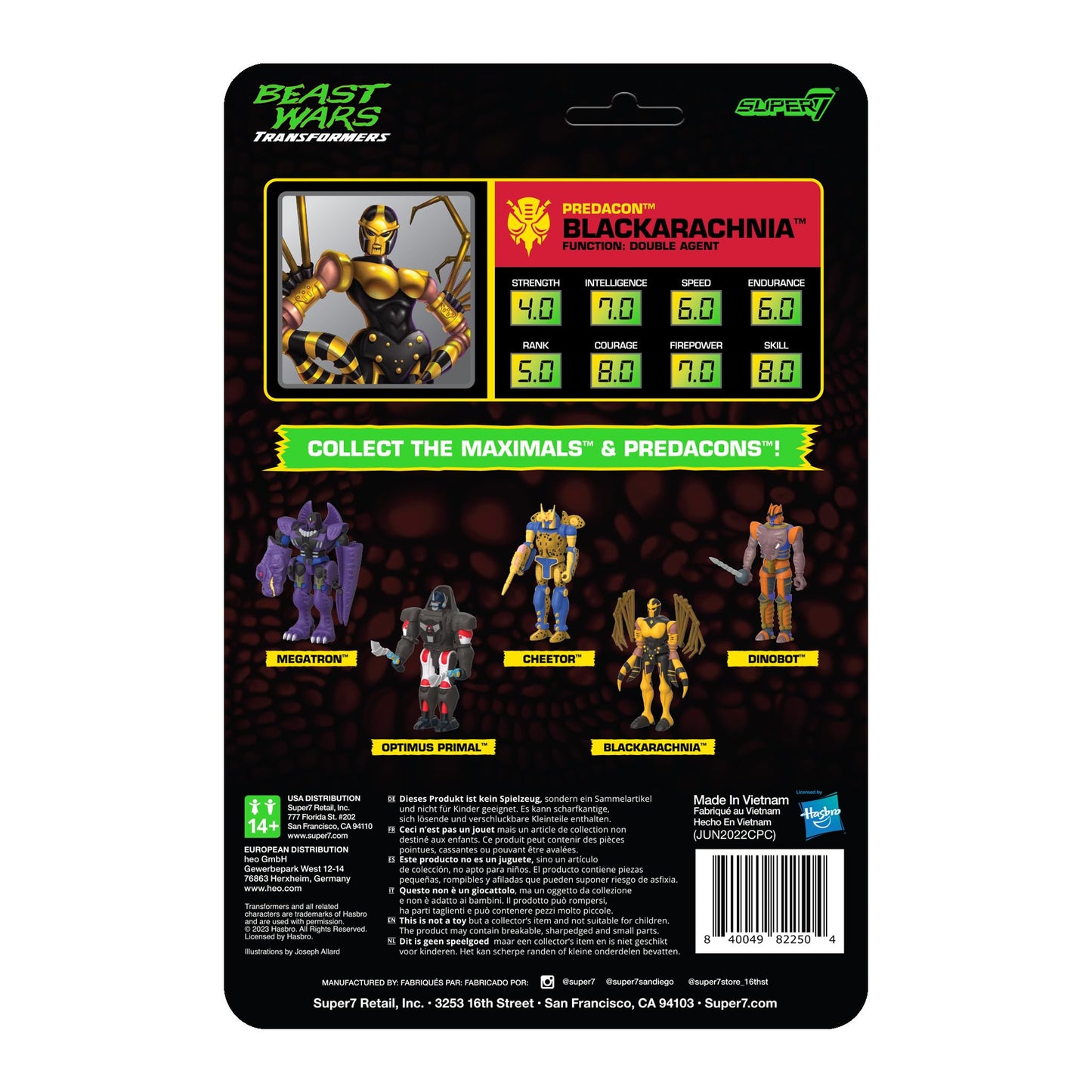 Super7 Transformers Beast Wars Blackarachnia - 4' Transformers Action Figure With Accessory Classic Cartoon Collectibles And Retro Toys