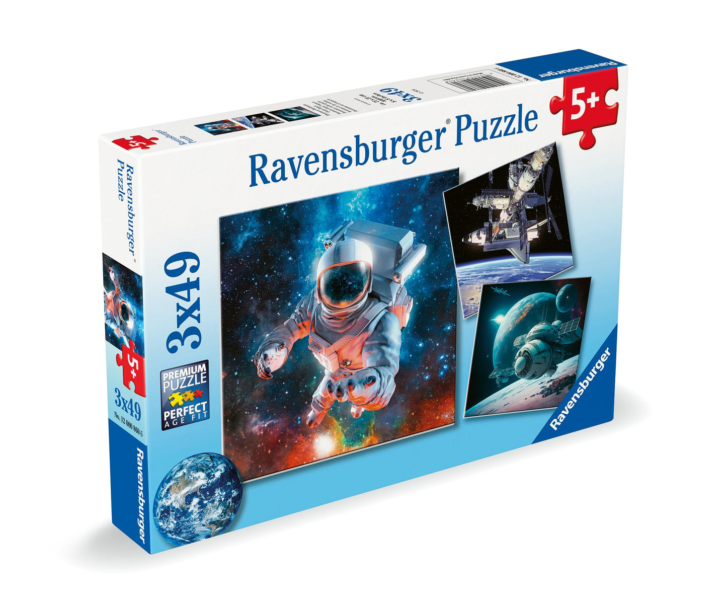 Ravensburger - Puzzle Space Adventures, Astronaut, Space Rockets, Children'S Puzzle, 3 Puzzles Of 49 Pieces, Puzzle For Children +5 Years, Puzzle Size 21X21Cm, 12000860
