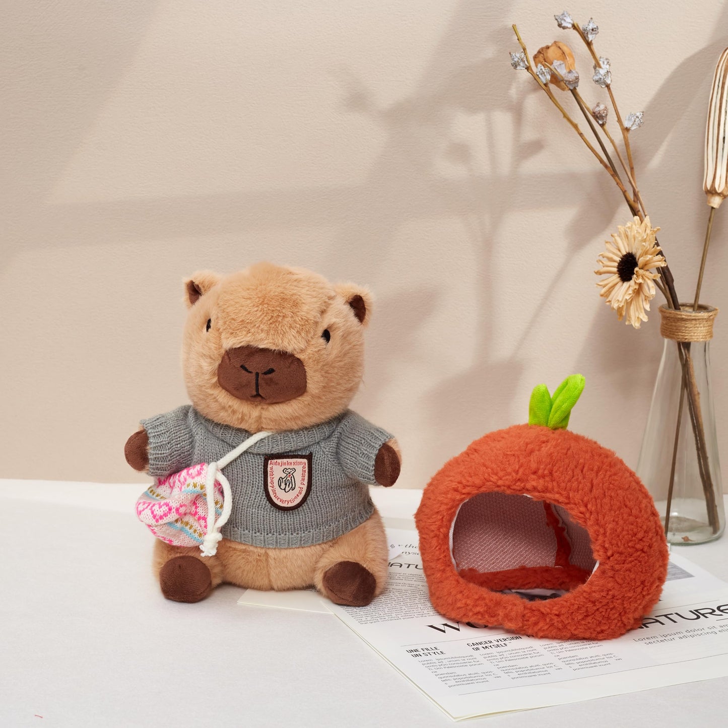 LVQING Capybara DIY Plush Doll can be Worn with a hat/Sweater/Bag. Creative and Ever-Changing Capybara Dolls are Stuffed Animal