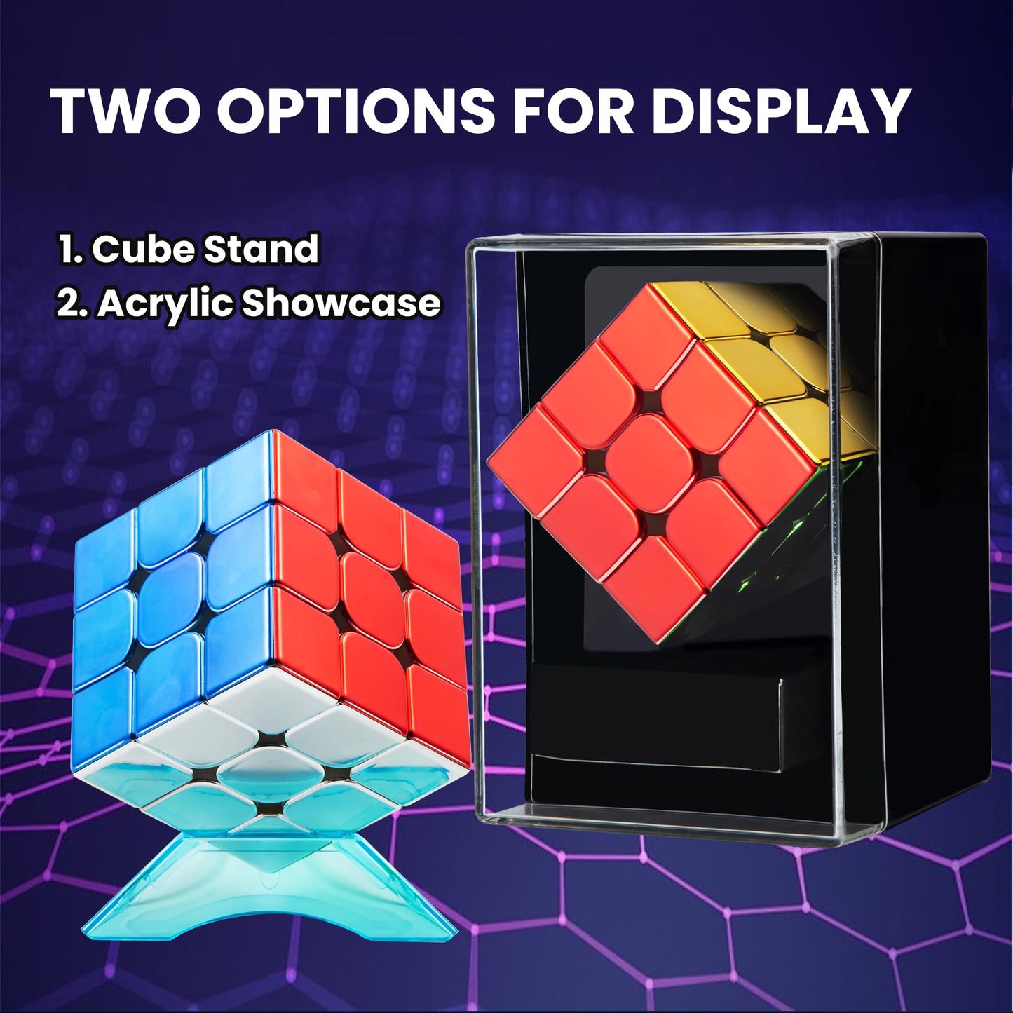 Speed Cube 3X3, Magnetic Mirror Cube 2025, Stickerless Magic Cube Set With Display Stand & Showcase Box, Metallic Color Reflecti