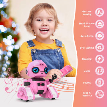 Robot Toys For Boys And Girls, Rechargeable Remote Control Robot With Auto-Demonstration, Light Projection, Dance Moves, Music,