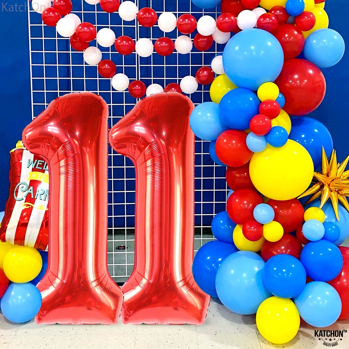 Katchon, Giant Red 11 Balloons Number - 40 Inch | 11 Year Old Balloon | Red 11 Balloon Number, 11Th Birthday Decorations For Boys | Red 11 Birthday Balloon For 11Th Birthday Party | 11Th Anniversary