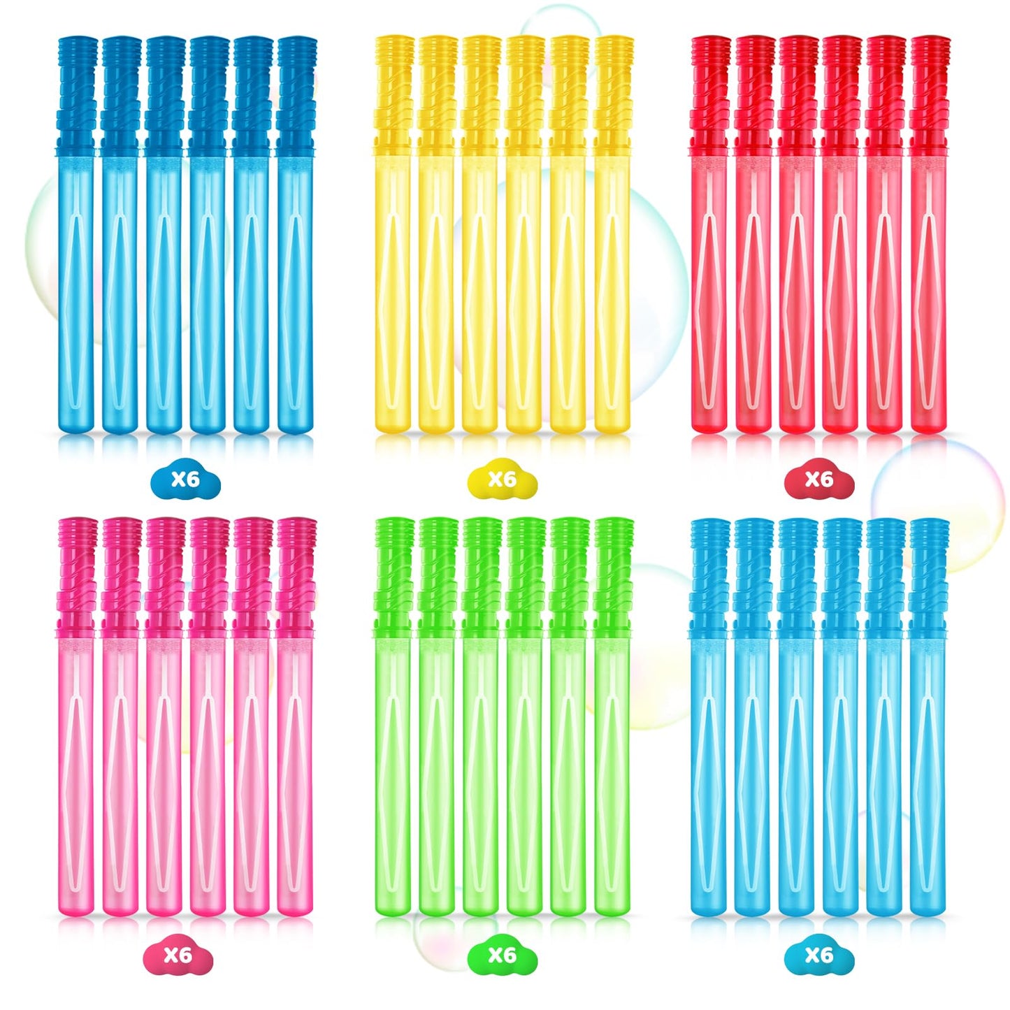 AuroTops 36PCS Big Bubble Wands Bulk for Kids, 15 Inches Bubble Wand Bulk in 6 Colors, Bubble Party Favor Supply for Summer Indo