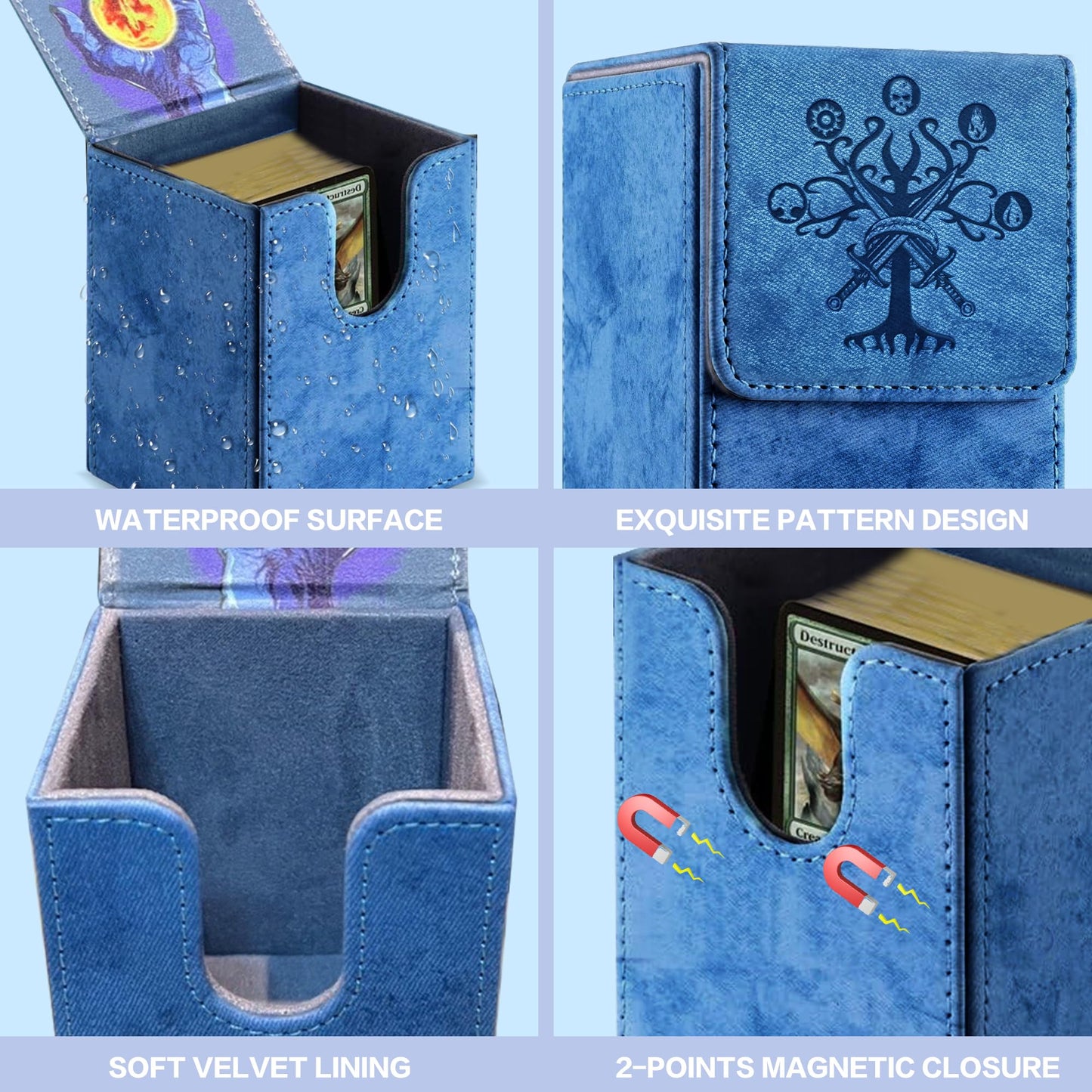 Promaxibinder Mtg Commander Deck Box, Fits 100 Single Sleeved Cards, Strong Magnet Magic Gathering Deck Box, Pu Leather Trading