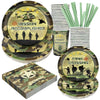 Army Birthday Party Supplies Decorations, Camo Theme Birthday Paper Plates And Napkins Set With Cups And Straws For 24 Guests, 1