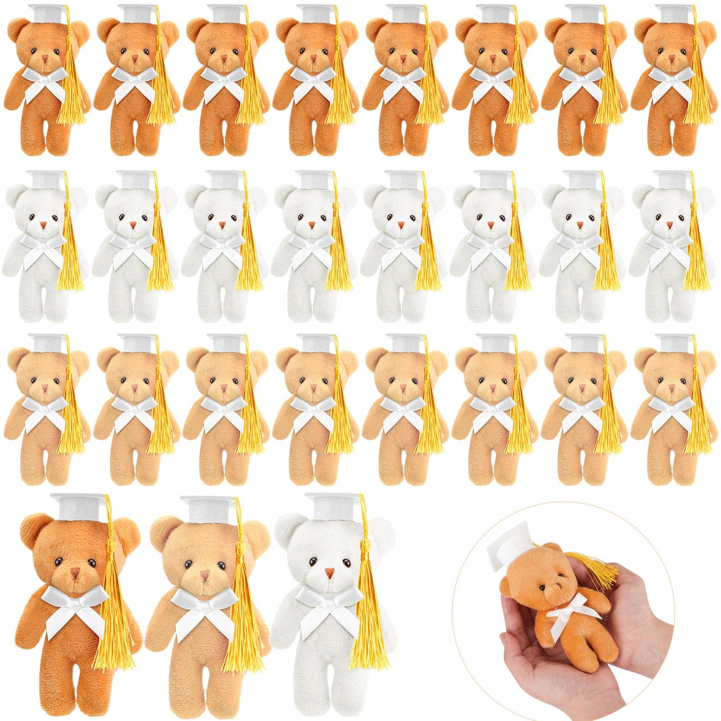 Sotiff 24 Pcs Mini Graduation Bear Plush Gift Stuffed Animal With Cap Gift For Her For Him, Class Of 2025 Graduation Present For