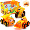 Toys for a 2 Year Old Boy - 3 Friction Powered Trucks for 2+ Year Old Boys, Push & Go Cars Cartoon Construction Vehicle Set - To