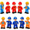 Funerica 10-Set Toy People Figures - Bendable Fireman, Police, Construction Workers, Community Helpers, Play Little People Toys Figurines Dollhouse Firefighter Playset