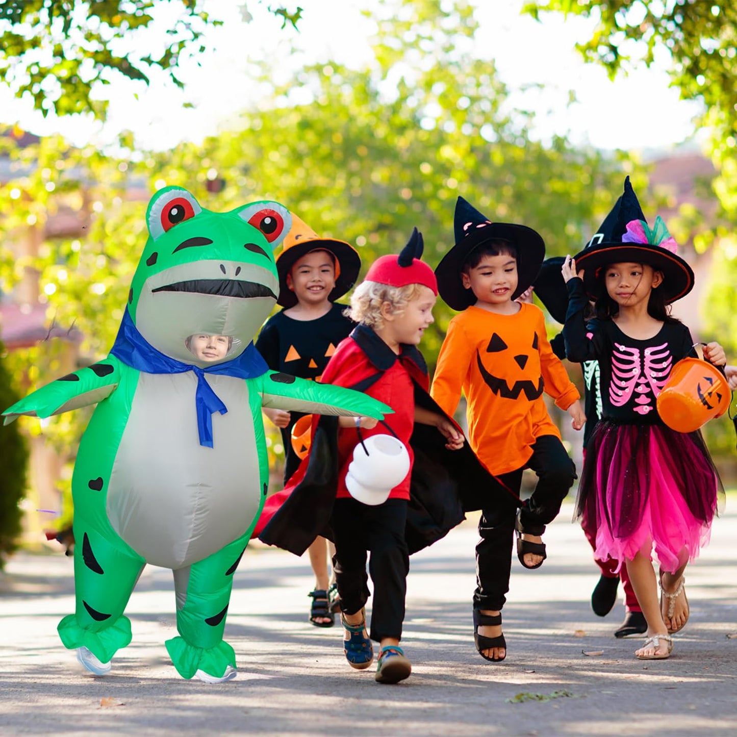 Stegosaurus Inflatable Frog Costume For Kids Halloween Cute Animal Costumes Funny Blow Up Suit For Boys Girls Cosplay Party
