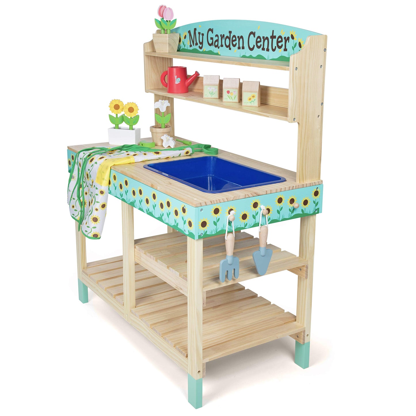 Svan Wooden Toy Gardening Center Playset - 22 Pc Indoor Garden Set with Flowers & Tools - Interactive Pretend Play for Kids