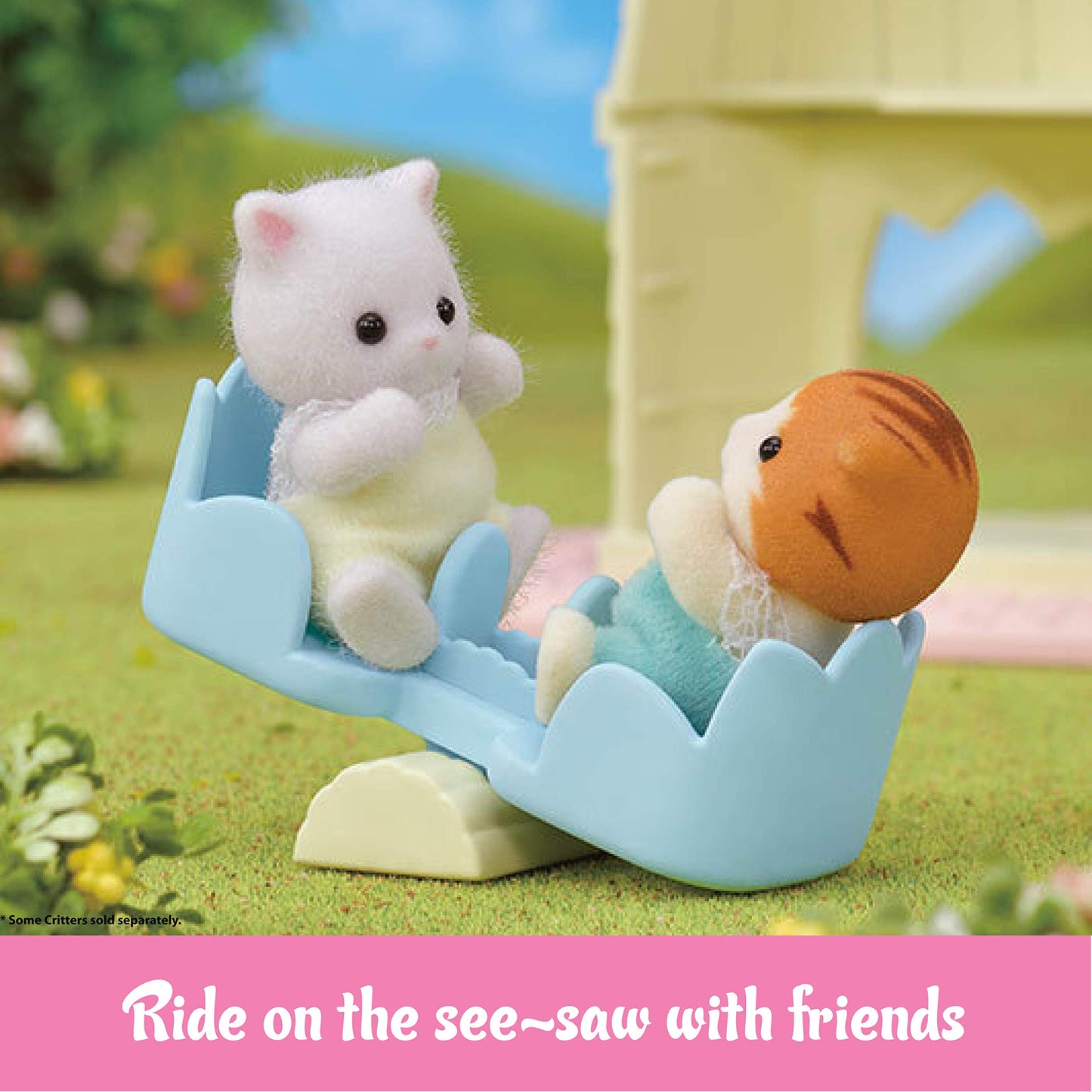 Calico Critters Baby Windmill Park, Dollhouse Playset With Persian Cat Figure Included Includes Windmill With Swing, Slide, Seesaw And Figure Medium