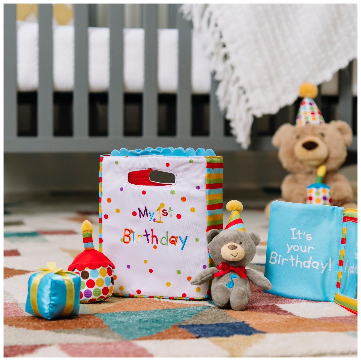 Gund Baby, My First Birthday-Themed 5-Piece Plush Playset, Sensory Toys For Babies, 8