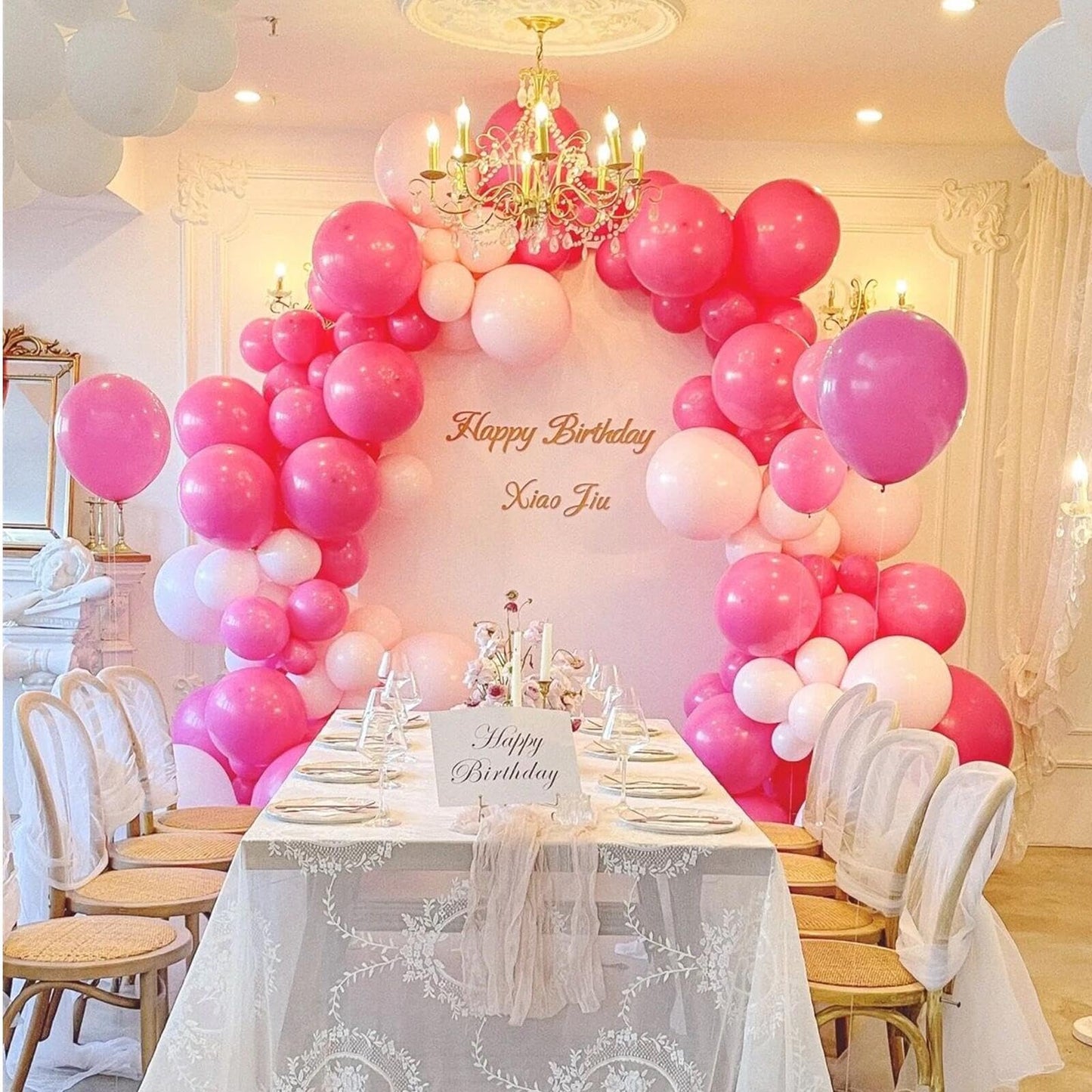 412Pcs Hot Pink Balloon Garland Arch Kit 18 12 10 5 Inch Different Sizes Matte Latex Balloons For Valentine'S Day Baby Shower Bi