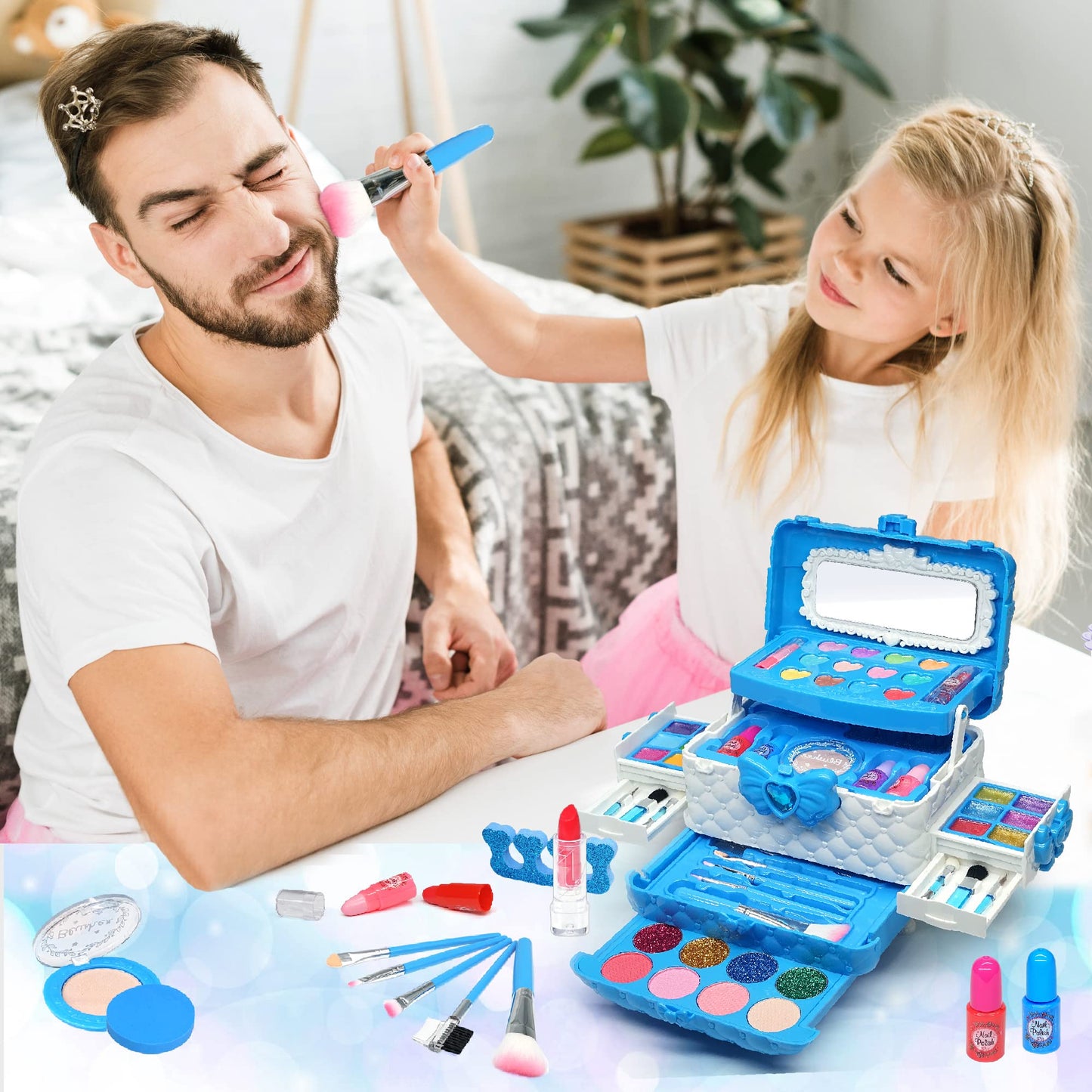 Kids Makeup Toys for Girls - Safe and Washable Makeup for Kids, Kids Makeup Kit for Girl, Real Girls Makeup Kit for Kids Toddler