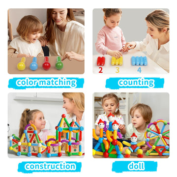 TOKBLOK Magnetic Building Sticks - 76pcs Circus Set, ABS Plastic, Educational STEM Toys for 3 Years Old Kids, Montessori Gift