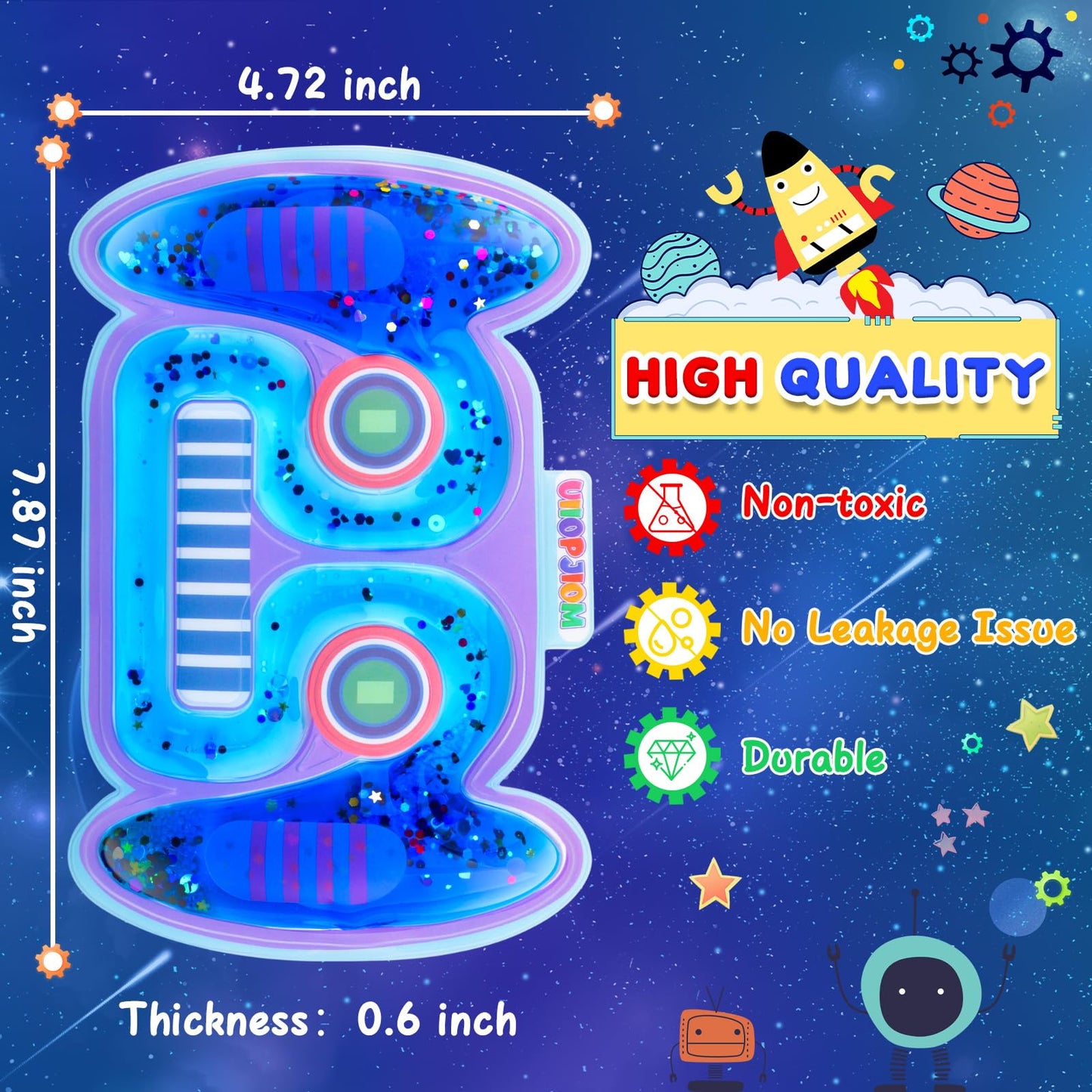UIIOPJIOM Sensory Fidget Toys for Kids Age 4-12, Blue Squishy Tube Stress Relief, Autism Travel Games, Toddler Easter Basket Stuffers