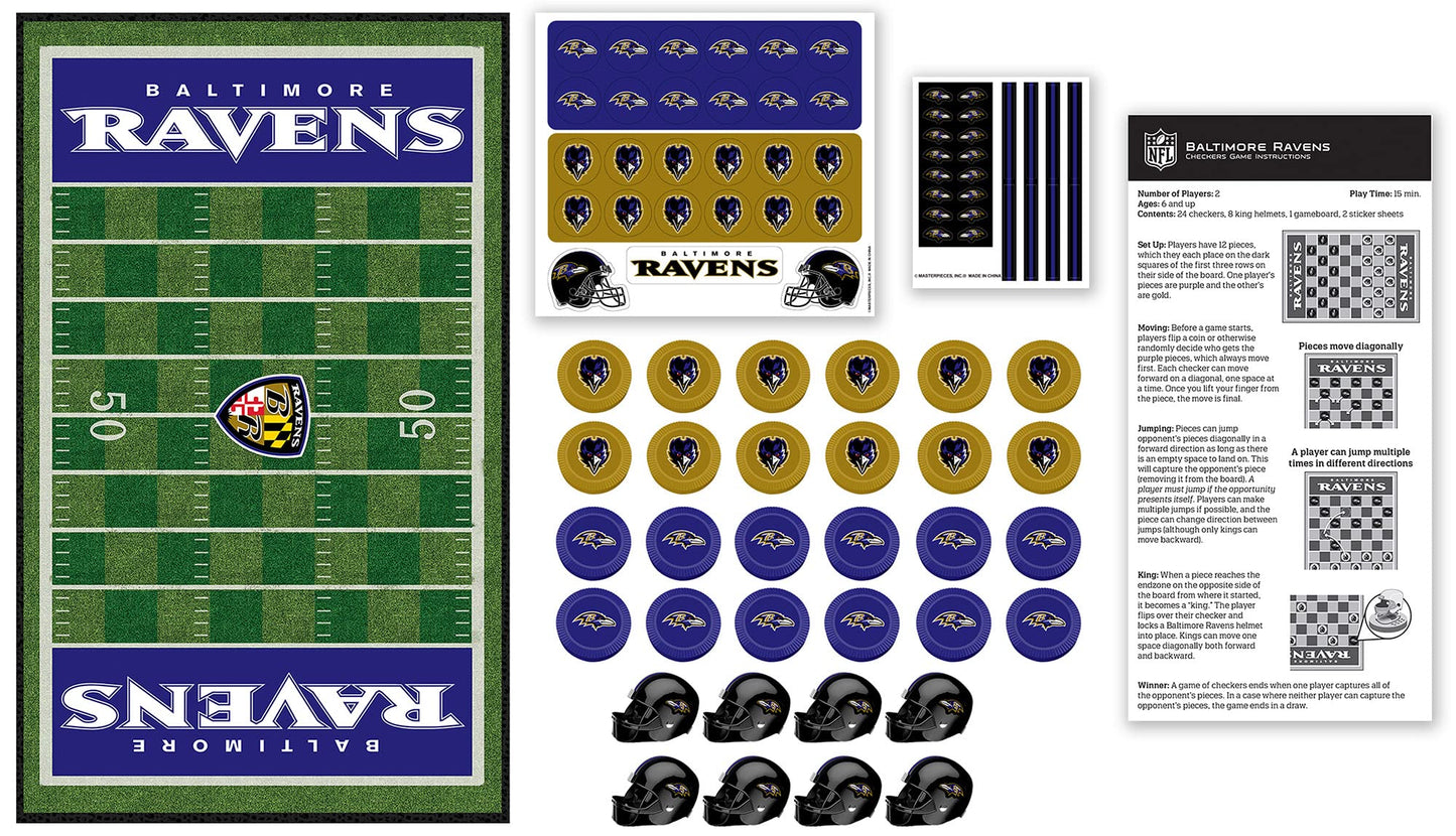 Masterpieces Officially Licensed Nfl Baltimore Ravens Checkers Board Game For Families And Kids Ages 6 And Up
