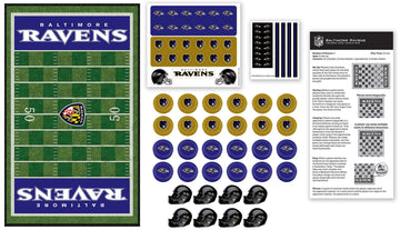 Masterpieces NFL Baltimore Ravens Checkers Board Game, 13" x 21", Cardboard, Ages 6 and Up, Family Fun