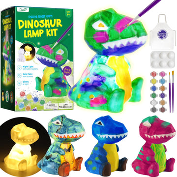 Laoese Paint Your Own Dinosaur Lamp Kit, Art Supplies Arts & Crafts Kit, Painting Kit For Kids 6-12, Dinosaur Toys For Boys Girl