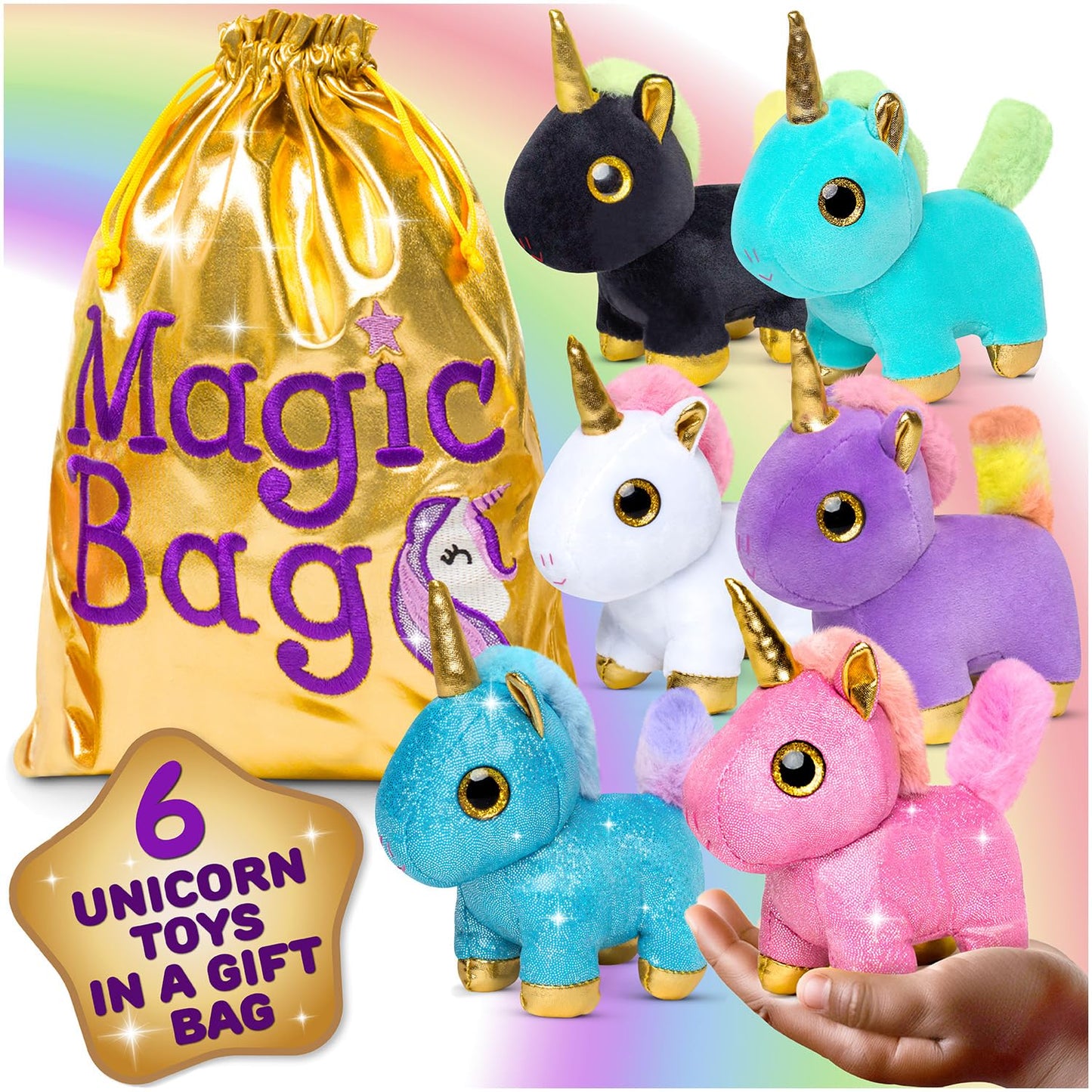 Naturally Kids Stuffed Animal, Toddler Gifts For Boys, Girls, Plush Unicorn Toys Set 6