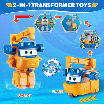 Super Wings Transforming Toys, 2 in Marty Robot Transformable Action Figures, 2-in-1 Mode Robot Transform Toys for Boys Girls 4-