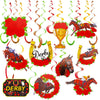 MARFOREVER 48 Pcs Derby Day Decorations Hanging Banner Swirls Derby Horse Decorations Horse Racing Ceiling Streamer Decor Racing
