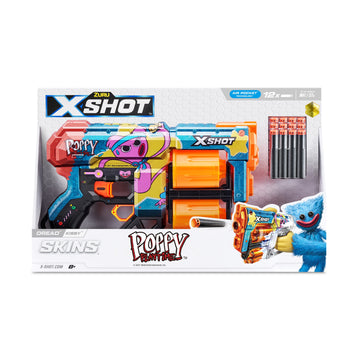 X-Shot Skins Dread Blaster - Poppy Playtime (Kissy) By Zuru With 12 Darts, Rotating Double Barrel, Air Pocket Dart Technology, Toy Foam Blaster For Kids, Teens And Adults