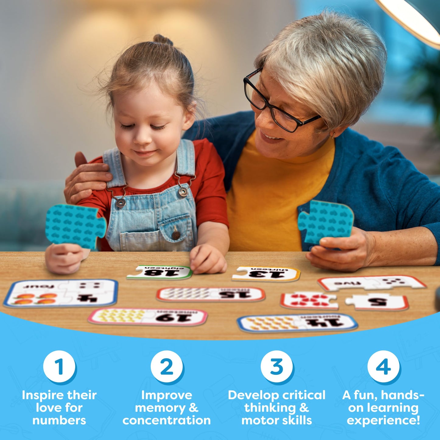 Number Puzzle Kindergarten Math Games - Number Matching Puzzle - Learning Numbers Puzzles Counting Toys For Toddlers Kids Ages 3-5 - Educational Toys Preschool Learning Activities - Easter Toys Gifts