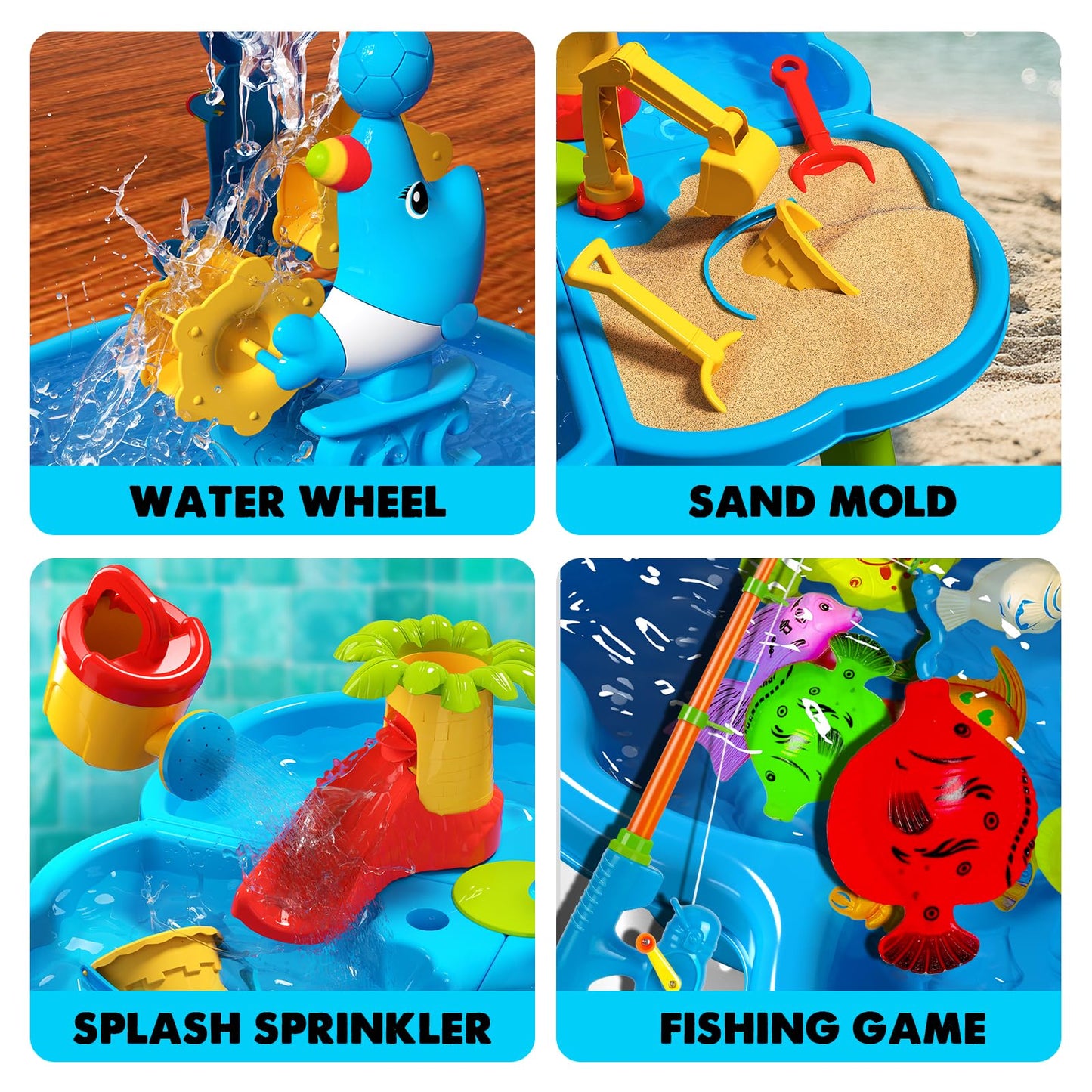 Cozybomb Water Table For Toddlers 3-5 | Outdoor Toys Water Play Table, Magnetic Fishing Toy Game, Summer Splash Pond Showers San