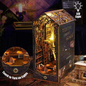 Diy Miniature Book Nook Kit Booknook - 3D Model Wooden Dollhouse Puzzle Toy With Led Light For Adults Teen, Creativity Puzzle Bo