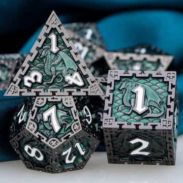 ARUOHHA 7pcs DND Metal Dice Set Dungeons and Dragons Dice Large Polyhedral Dice RPG Role Playing Dice D and D Dice D&D Dice Set