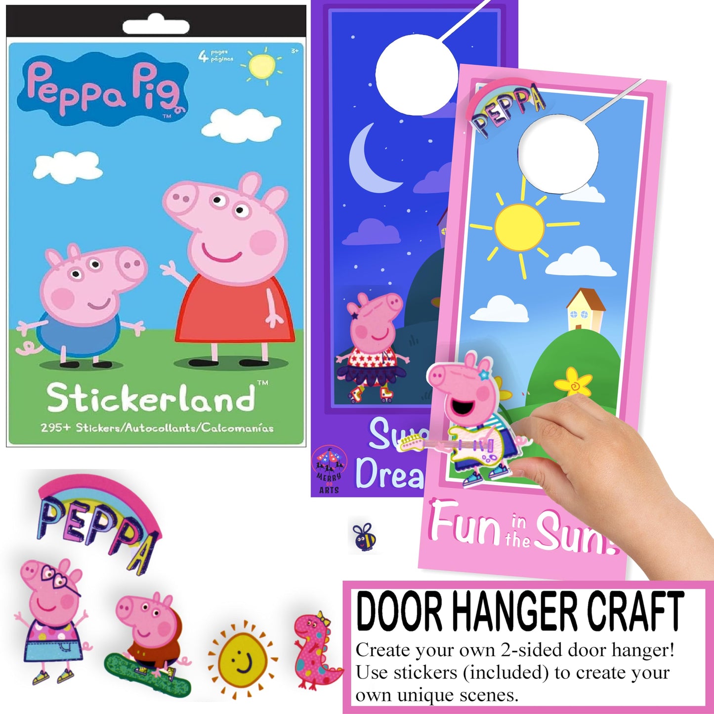 Coloring and Activity Set - Bundle Includes Peppa Pig Coloring Book, Peppa Pig Stickers, and 2-Sided Door Hanger (Peppa Coloring