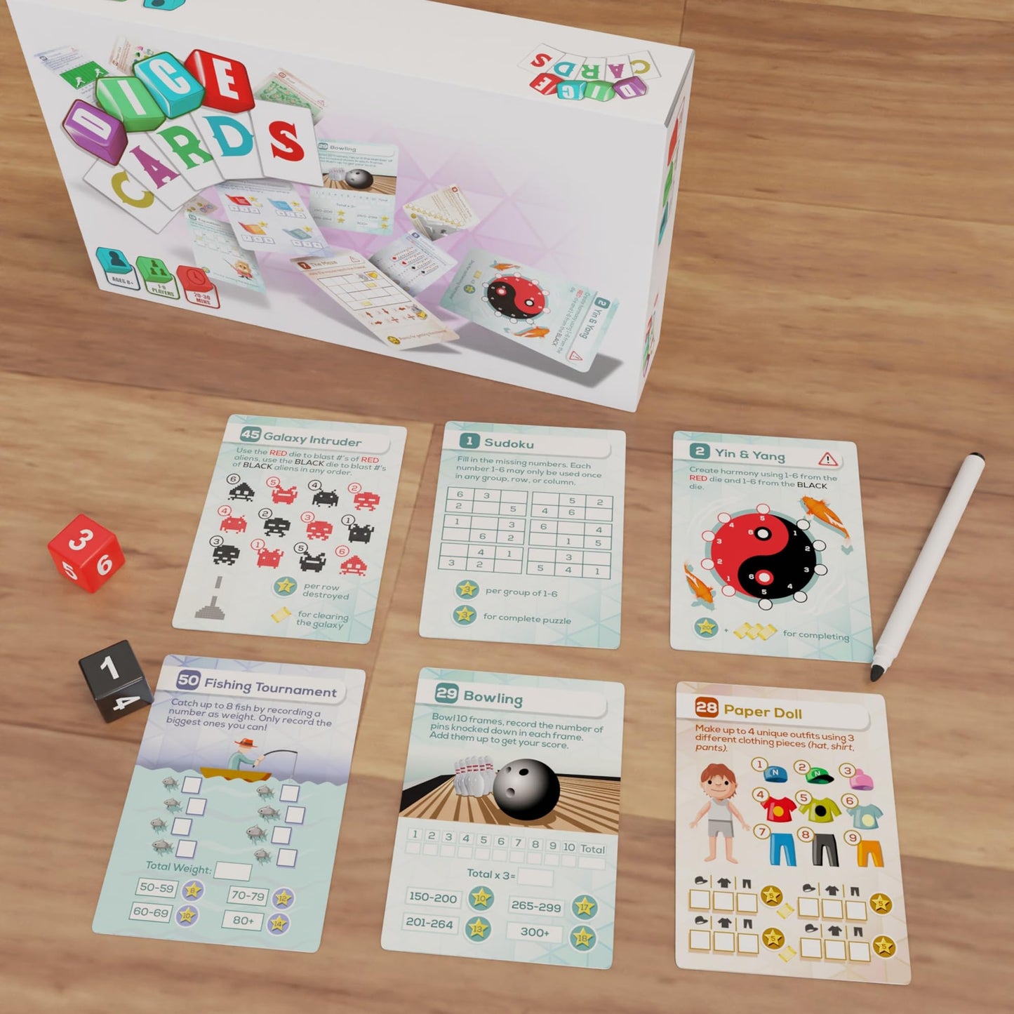 CardLords: Dice Cards - 50 Unique Roll & Write Mini Games in One Box, Strategy Card Games, Family Party Game, Ages 8+, 1-8 Playe