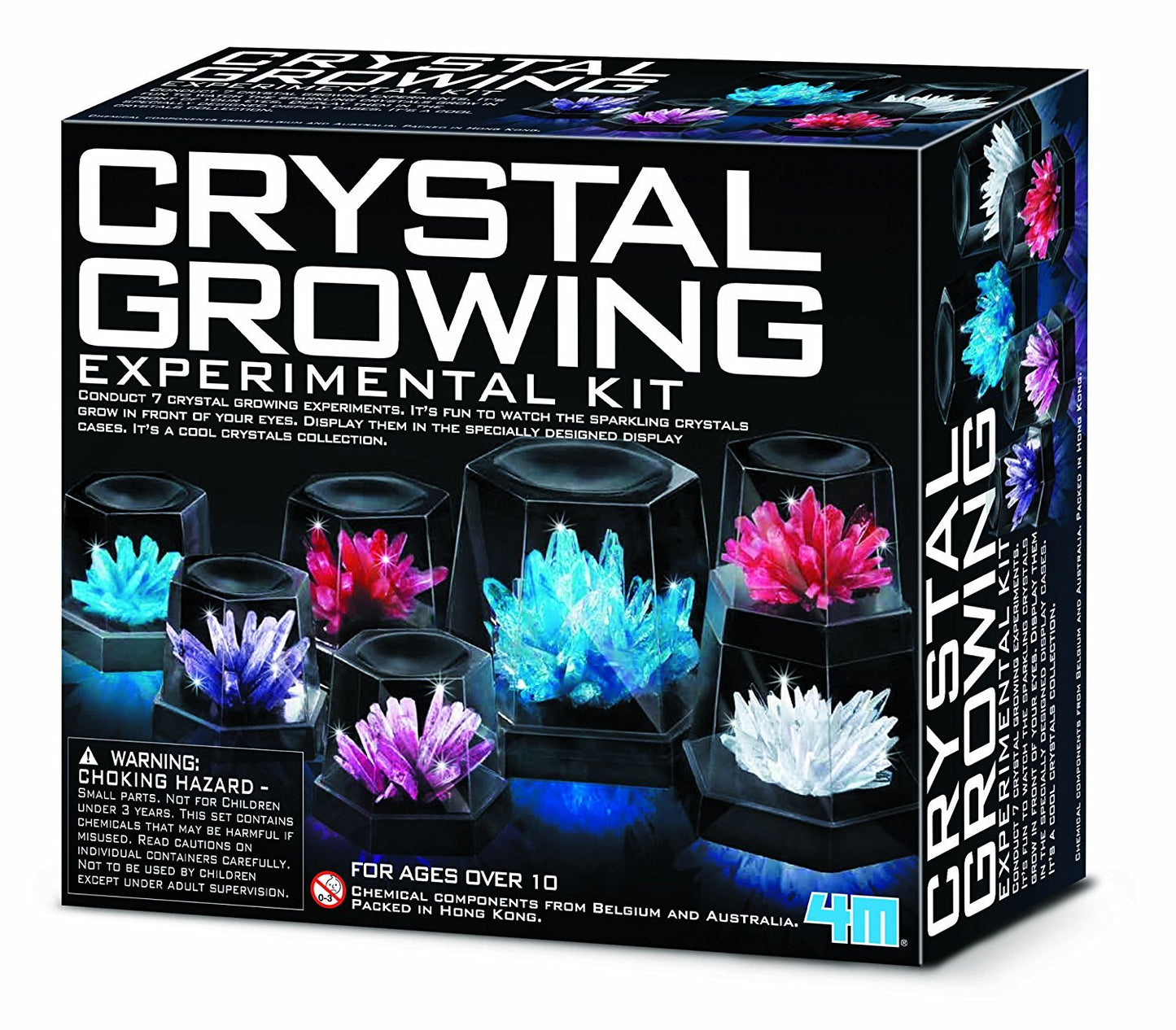 4M 7 Crystal Growing Science Experimental Kit With Display Cases - Easy Diy Stem Toy Lab Experiment Specimens, Educational Gift For Kids, Teens, Boys & Girls