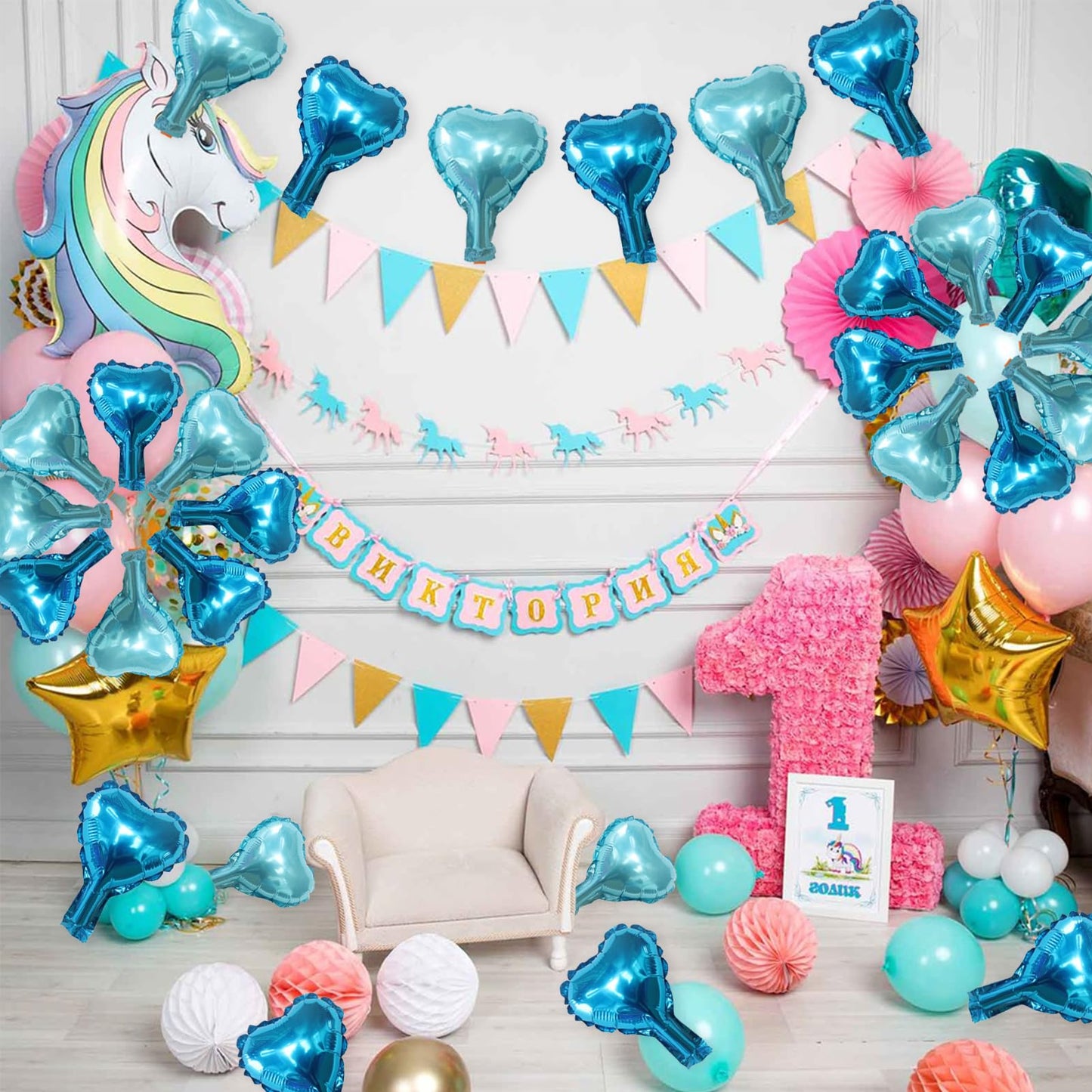 100 Pcs 5In Heart Shaped Balloons Blue Foil Mylar Balloons Foil Balloon Decoration For Women Girls Valentine'S Day Birthday Wedd