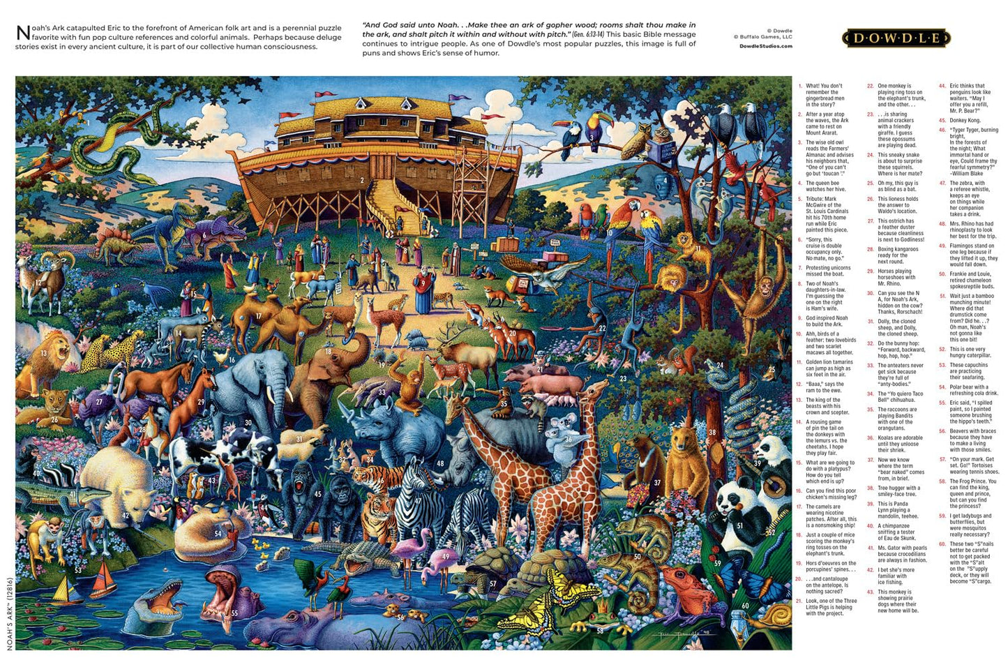 Buffalo Games Noah's Ark 1000 Piece Jigsaw Puzzle - Large Multicolor Paper - Model 12816 for Adults, Perfect for Game Nights
